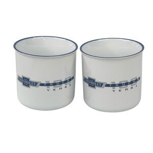 Chevrolet Trucks 100 Years Set of 2 White & Blue Collectable Coffee Mugs Unused